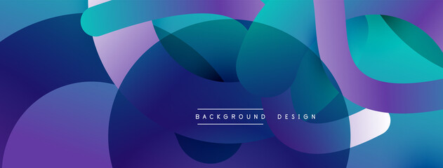 Abstract overlapping lines and circles geometric background with gradient colors