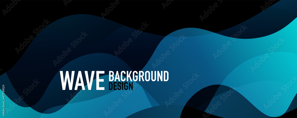 Poster Abstract background - shiny fluid gradients and overlapping waves. Vector Illustration For Wallpaper, Banner, Background, Landing Page