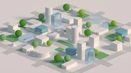 Solar-powered homes, ecology is an energy-saving concept for getting free energy from the sun. Eco-friendly smart city, 3d rendering. © pavelvozmischev