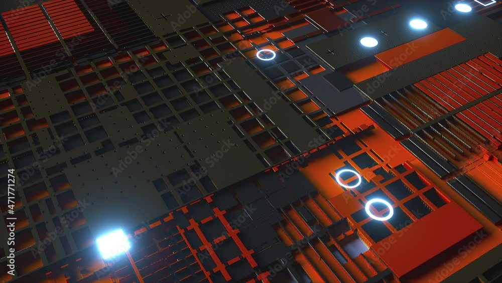 Poster circuit with glass closeup, 3d rendering background, computer generated content