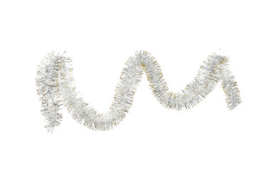 Shiny tinsel isolated on white. Christmas decoration