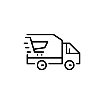 Online shopping delivery truck icon. Pixel perfect, editable stroke