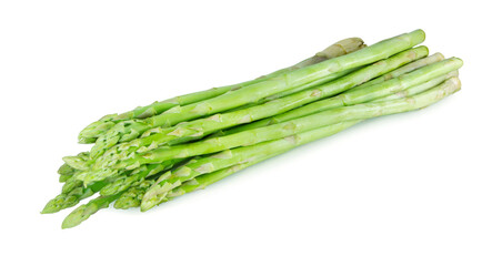 Bunch of fresh asparagus isolated on white background.