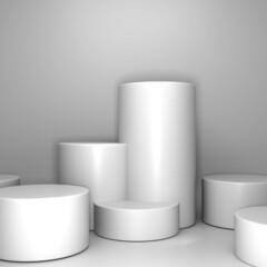 Empty podium or pedestal display on White background with box stand concept. Podium for brand promotion product, 3d render digital