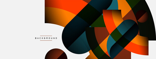 Geometric abstract background. Round shapes, circles, lines composition for wallpaper banner background or landing page