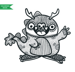 Monster coloring book illustration, zentangle animal