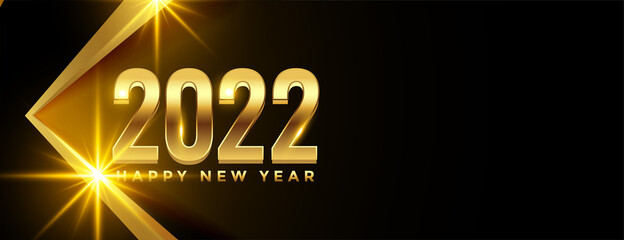 golden 2022 shiny new year banner design