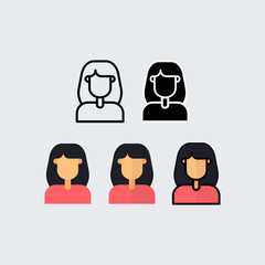 female profile flat icon design. suitable for web, app, UI, etc.