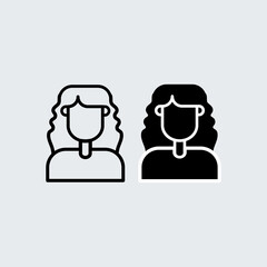 black-and-white outline female profile flat icon design. suitable for web, app, UI, etc.