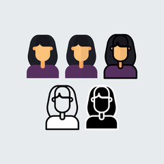 female profile flat icon design. suitable for web, app, UI, etc.