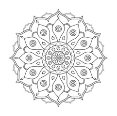Black mandala on white background