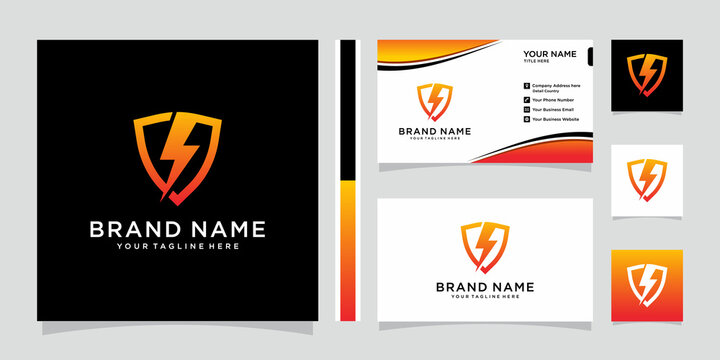Creative Volt Logo Design Vector with business card design. - Powered by Adobe