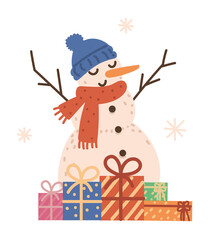 christmas snowman and gifts