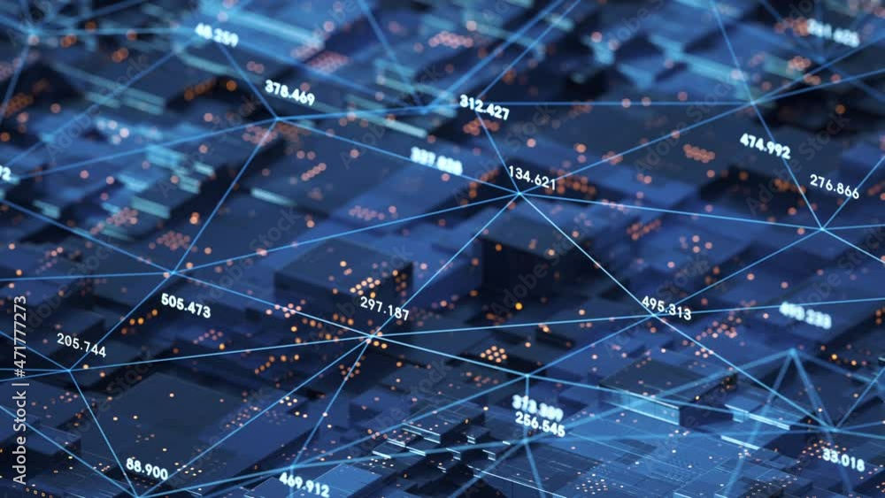Poster big data and data nodes, 3d rendering.