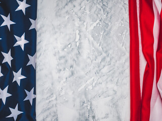 Beautiful postcard with the American Flag and place for your congratulatory letter. Closeup, no people, textured surface. Congratulations for family, relatives, friends and colleagues