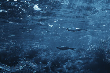 Naklejka premium abstract underwater background in the lake, clean freshwater