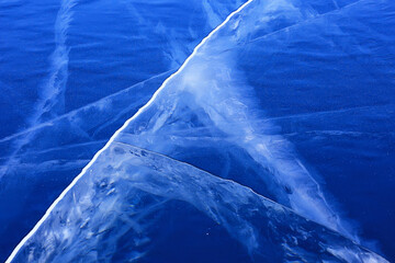 ice texture cracks baikal, abstract background winter ice transparent blue