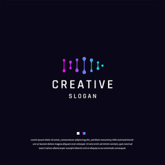 Naklejka premium Fish tech gradient logo icon design template flat vector