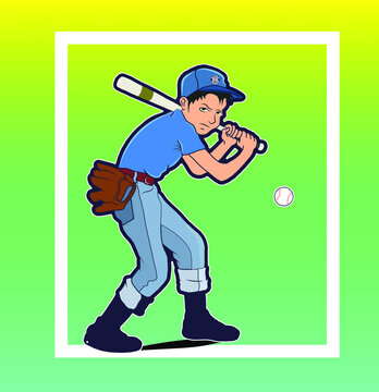 Baseball player drawing design element vector
