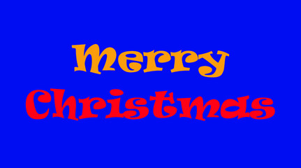 Merry Christmas in colorful fonts in blue background