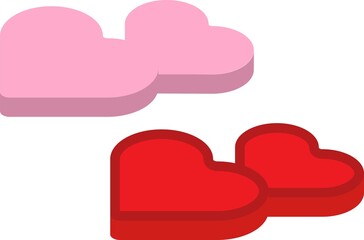 スケジュール管理に使えるシンプルな上面法アイソメトリックスタイルのハートのアイコン.