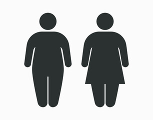 Fat couple icon. Obese man and woman vector illustration isolated on white background.