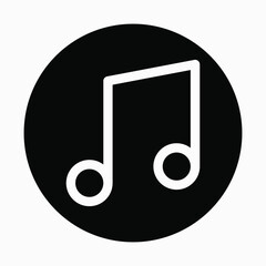 Music note icon circle. Vector illustration isolated on white background.