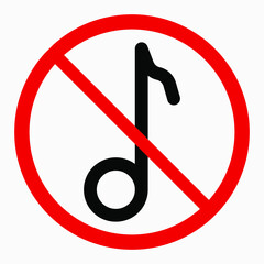 No music sign. Vector illustration isolated on white background.