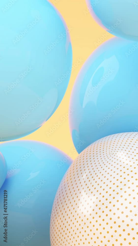 Poster bouncy and abstract balls, 3d rendering.