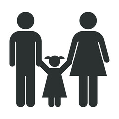 Parents and a daughter icon. Family vector illustration isolated on white background.