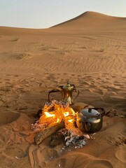 Making Arabic Coffee in the Desert
