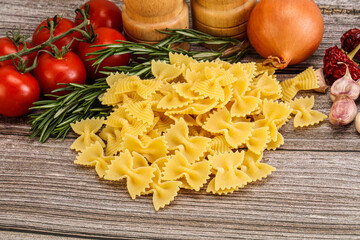 Raw Italian farfalle pasta for cooking