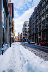 Old town of Montreal in winter Quebec