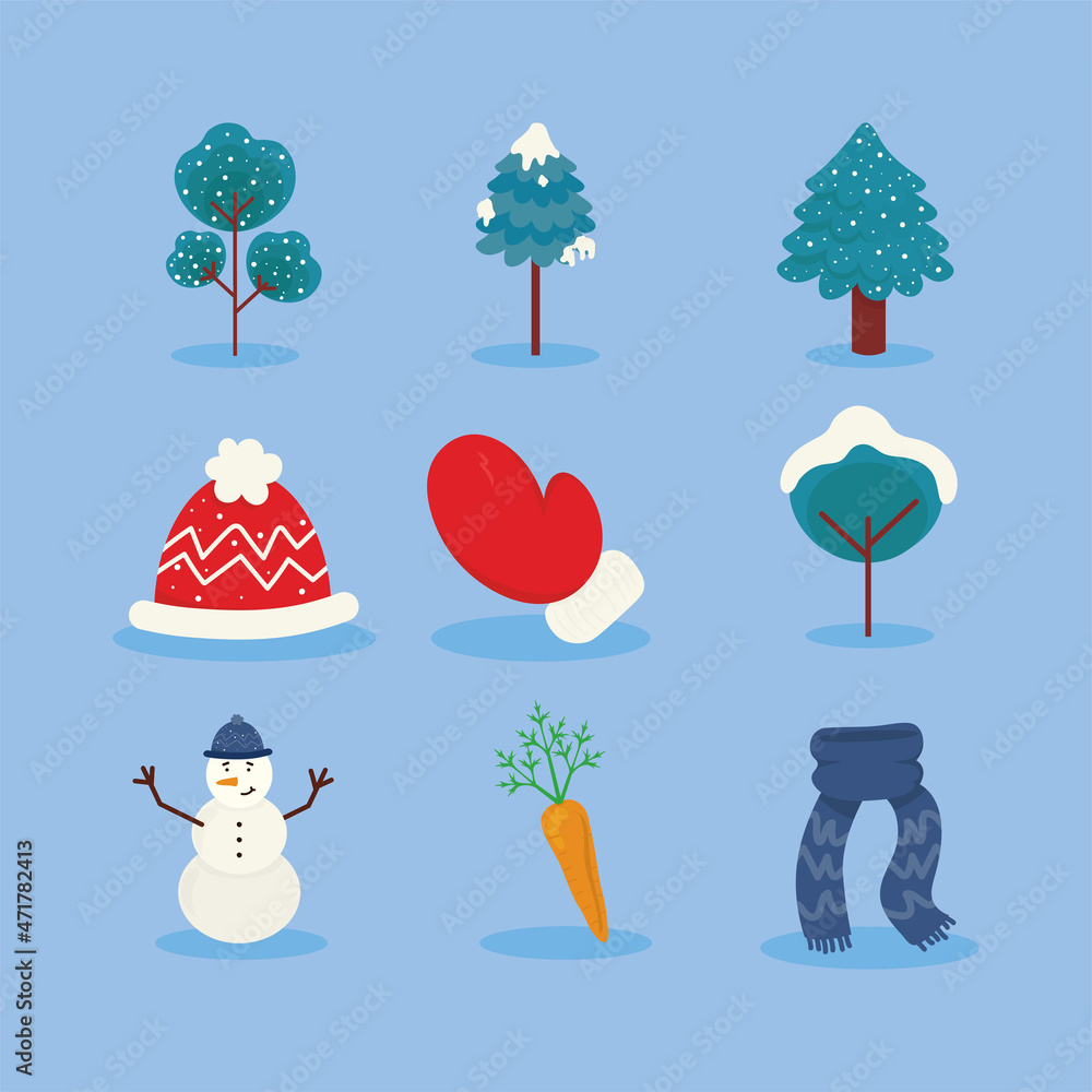 Sticker icons set winter