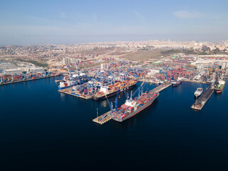 Naklejka premium aerial view of ambarli international harbor