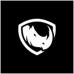 Rhino in shield vector logo design template,sport logo