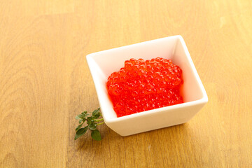 Red caviar in the bowl