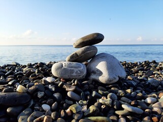 stack of stones on beach