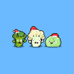 Pixel art vegetable christmas character.