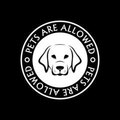 Pets are allowed icon isolated on dark background