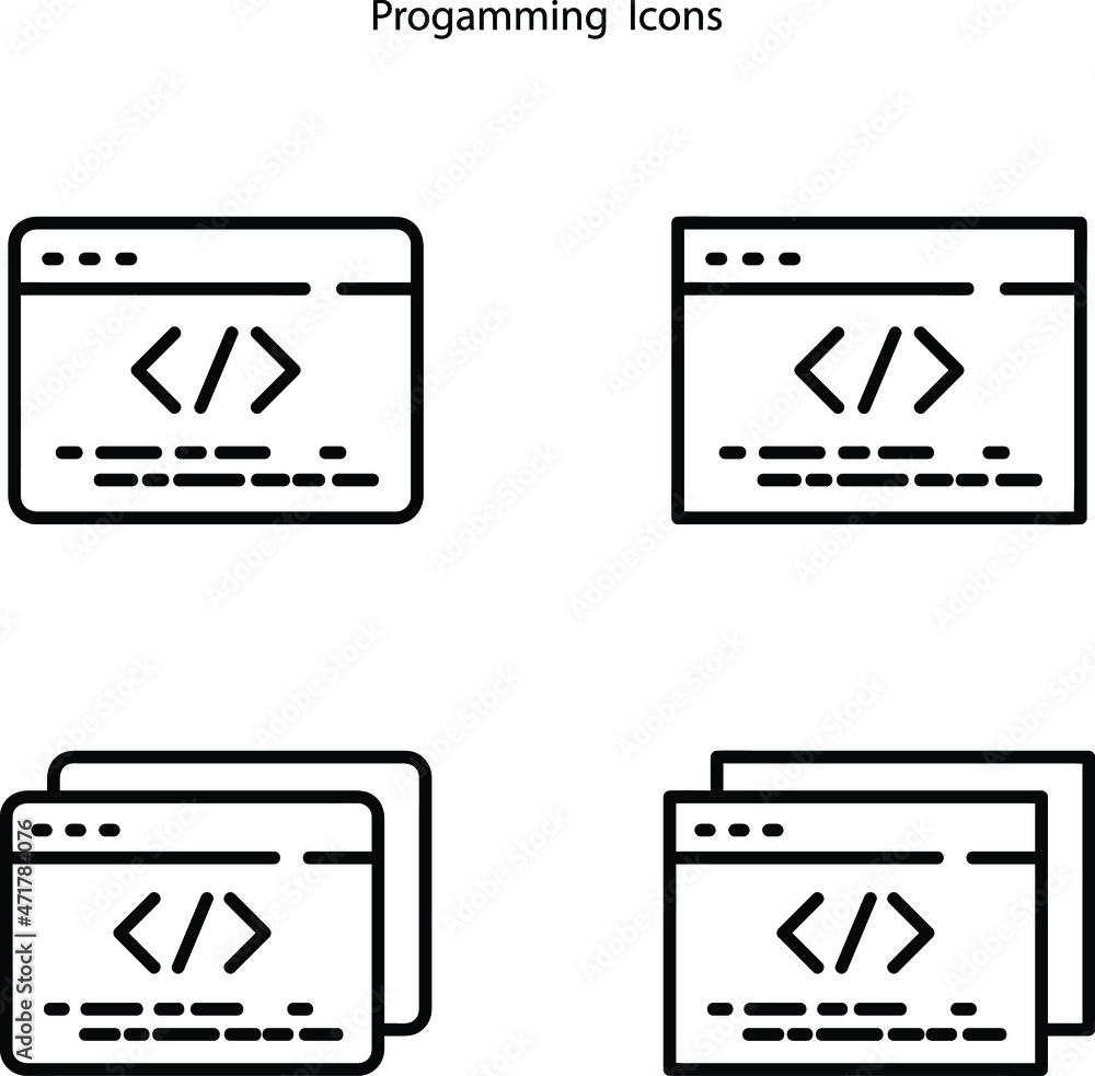 Poster progamming icons isolated on white background. progamming icon thin line outline linear progamming s