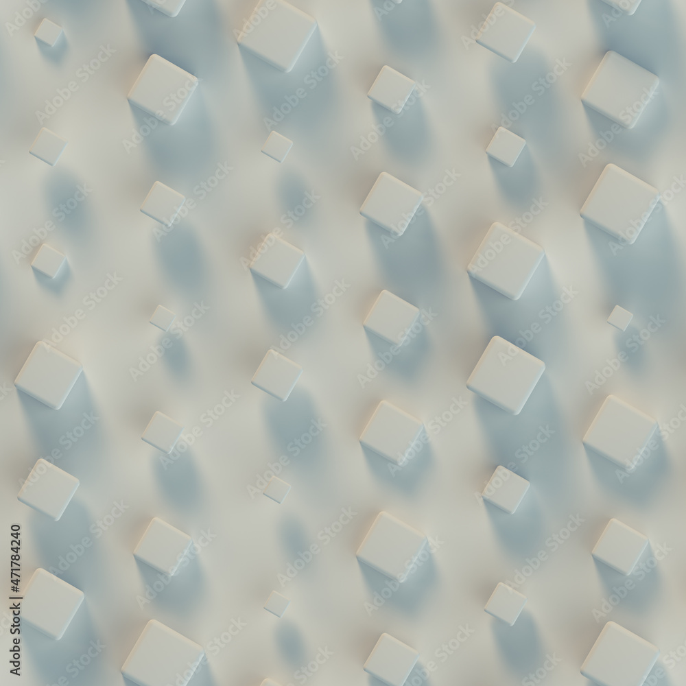 Poster seamless pattern of white cubes 3d rendering
