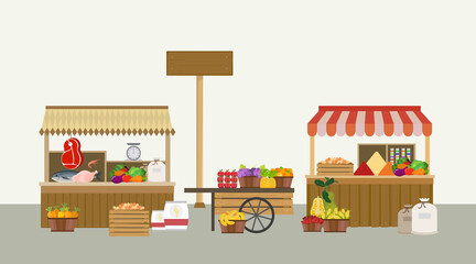 Traditional Market Background Vector Set