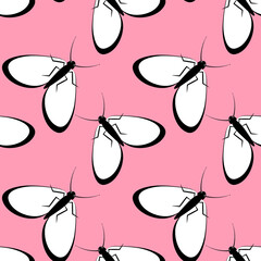 Illustration on a square background - stylized moths - graphics. Summer, insects, unbearable ease of life