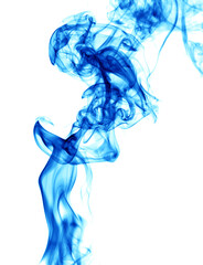 Blue smoke on a white background.