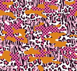 
Vector camouflage, leopard, zebra pattern, seamless trendy print for textiles.