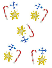 Christmas pattern on a white background hand-drawn in watercolor.
