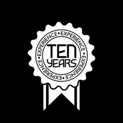 Ten years experience icon isolated on dark background