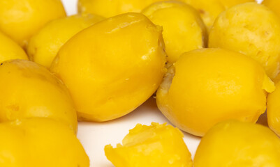 Fototapeta na wymiar Peeled boiled potatoes as a background.