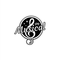 Musical logo simple design vector in black and white color
